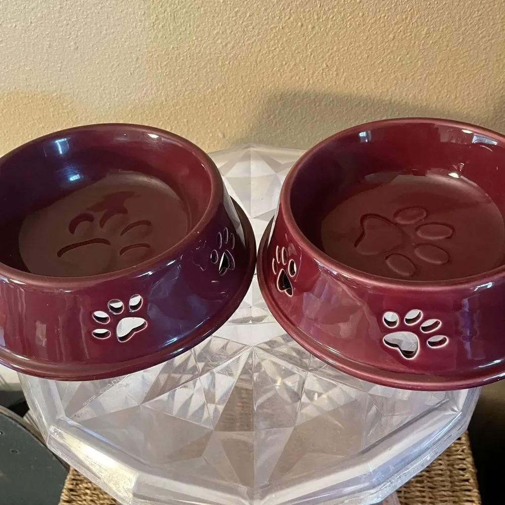 Top Paw Purple Plum Stoneware Dog Bowls